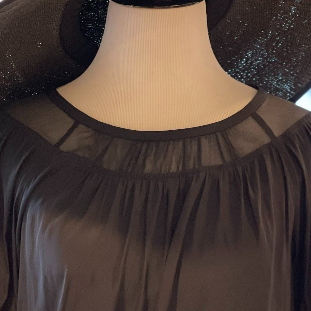 Ramy Brook Black Mini Dress Shirred Waist - Picture 6 of 7